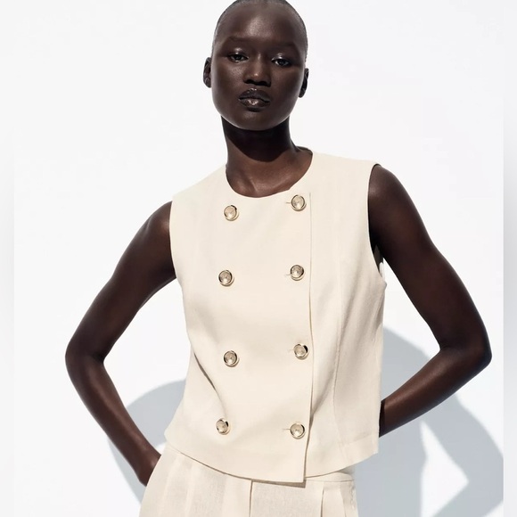 🔥🔥Zara Linen double breasted vest - Picture 2 of 8